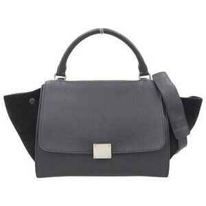 Celine Trapeze Handbag Shoulder Bag Black Leather Suede